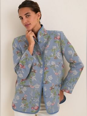 Tuckernuck Light Blue Trellis Bloom Jacquard Harrison Versatile Blazer Jacket